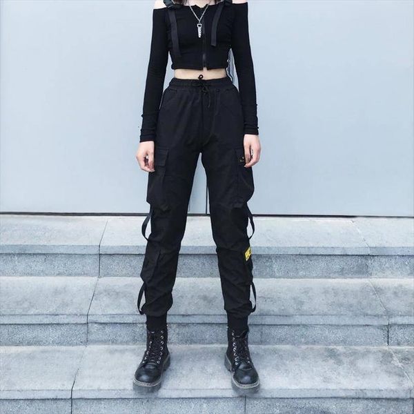 spring black army cargo womens pant hip hop sashes trousers bf harajuku joggers high waist overalls loose casual, Black;white
spring black army cargo womens pant hip hop sashes trousers bf harajuku joggers high waist overalls loose casual, Black;white