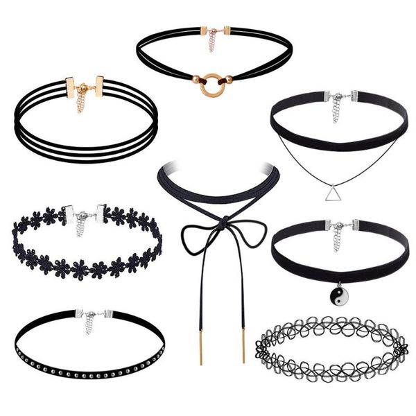 pendant necklaces 8 pieces choker necklace set stretch velvet classic gothic tattoo lace gift fashion accessories collares, Silver
pendant necklaces 8 pieces choker necklace set stretch velvet classic gothic tattoo lace gift fashion accessories collares, Silver