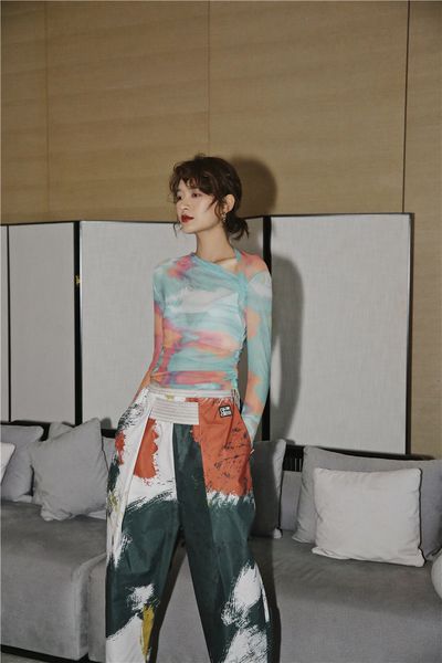 2021 new autumn mesh women long sleeve t shirt asymmetrical neck tshirt abstraction print see through clothes zenf, White
2021 new autumn mesh women long sleeve t shirt asymmetrical neck tshirt abstraction print see through clothes zenf, White