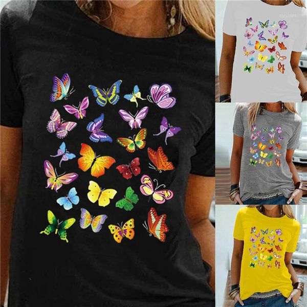 women's t-shirt women casual t shirt summer butterfly print o neck female clothes short sleeve loose lady, White
women's t-shirt women casual t shirt summer butterfly print o neck female clothes short sleeve loose lady, White