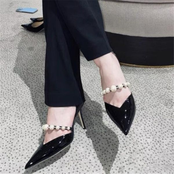 dress shoes 2021 chic pearl high heels pointed toe thin patent leather pumps fashion runway party stage catwalk women, Black
dress shoes 2021 chic pearl high heels pointed toe thin patent leather pumps fashion runway party stage catwalk women, Black