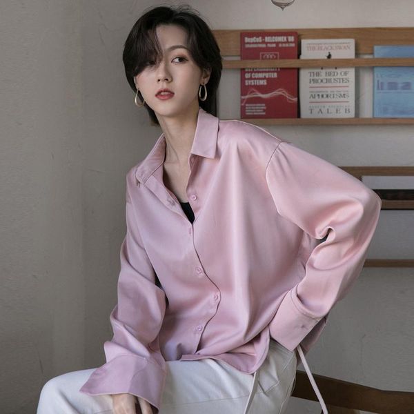 women's blouses & shirts 2021 women summer satin turn down collar pure color womens and boho shirt blusas roupa feminina, White
women's blouses & shirts 2021 women summer satin turn down collar pure color womens and boho shirt blusas roupa feminina, White
