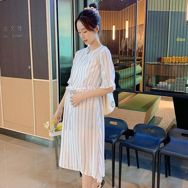 maternity dresses 6005 summer vertical stripes cotton dress chic ins fashion ties waist slim a line clothes for pregnant women pregnancy, White
maternity dresses 6005 summer vertical stripes cotton dress chic ins fashion ties waist slim a line clothes for pregnant women pregnancy, White