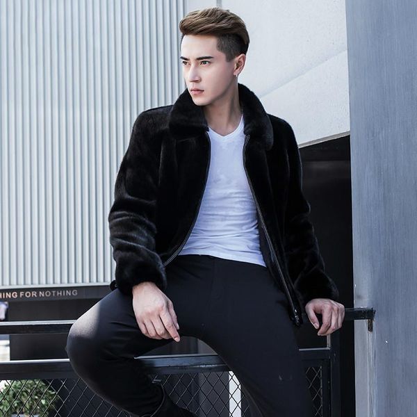 men's leather & faux short real mink coat men autumn winter jacket arrival mens fur coats and jackets veste homme hiver 1899 kj1129, Black
men's leather & faux short real mink coat men autumn winter jacket arrival mens fur coats and jackets veste homme hiver 1899 kj1129, Black