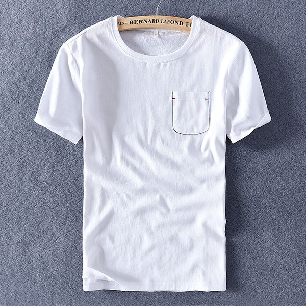 2021 new summer short-sleeved linen t-shirt brand casual white shirts for men fashion round neck with pocket t shirt mens 9lu5, White;black
2021 new summer short-sleeved linen t-shirt brand casual white shirts for men fashion round neck with pocket t shirt mens 9lu5, White;black