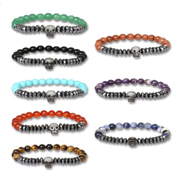 strands style natural chert beads micro inlaid zircon bracelet skull agate crystal bracelet, Black
strands style natural chert beads micro inlaid zircon bracelet skull agate crystal bracelet, Black