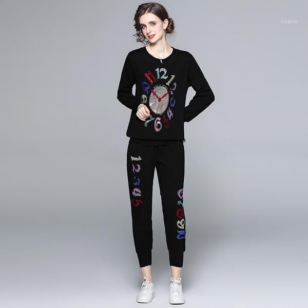 women's two piece pants autumn winter women black rhinestone o-neck long sleeve knitted pullover sweaters + casual 2 set tracksuit outf, White
women's two piece pants autumn winter women black rhinestone o-neck long sleeve knitted pullover sweaters + casual 2 set tracksuit outf, White