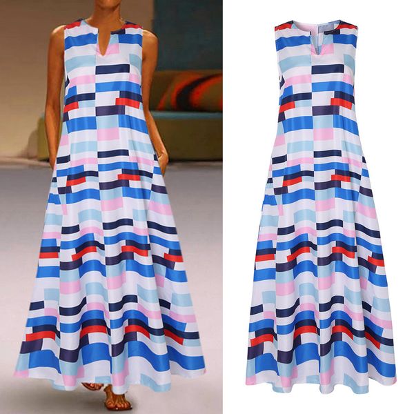 women summer dress plus size s-5xl print splice daily casual sleeveless vintage bohemian v neck maxi dress fashion vestidos, Black;gray
women summer dress plus size s-5xl print splice daily casual sleeveless vintage bohemian v neck maxi dress fashion vestidos, Black;gray