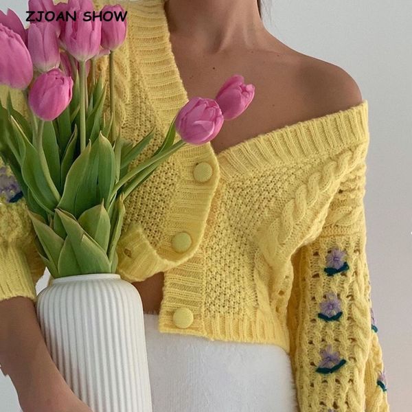 stylish women puff sleeve hand crochet flower cardigan retrov neck long sleeve knitted cropped sweater punk pull korea clothes, White;black
stylish women puff sleeve hand crochet flower cardigan retrov neck long sleeve knitted cropped sweater punk pull korea clothes, White;black