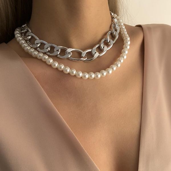 chokers 2021 punk metal silcer color pearl beads choker necklace double layers pendant jewelry, Golden;silver
chokers 2021 punk metal silcer color pearl beads choker necklace double layers pendant jewelry, Golden;silver