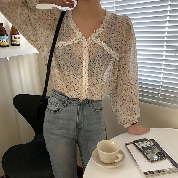 2021 new shirt, women's long sleeve, v-neck, flower panel, loose, soft, light, temperament, spring and summer, j221, White
2021 new shirt, women's long sleeve, v-neck, flower panel, loose, soft, light, temperament, spring and summer, j221, White