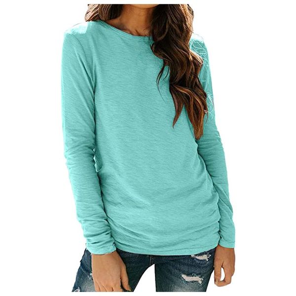 women's blouses & shirts solid color shirt for women autumn winter long sleeve round neck base tshirts bottoming slim femme, White
women's blouses & shirts solid color shirt for women autumn winter long sleeve round neck base tshirts bottoming slim femme, White