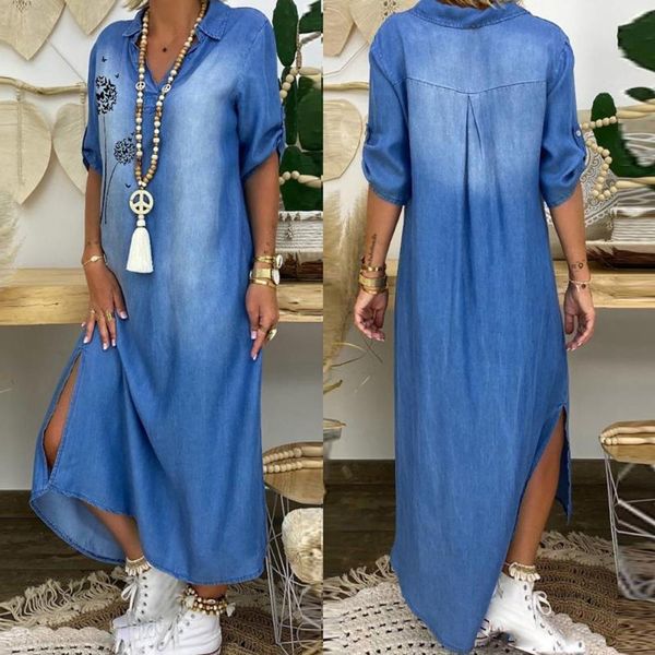 casual dresses summer denim dress 2021 women butterflies print split v neck half sleeve for party fashion long vestidos, Black;gray
casual dresses summer denim dress 2021 women butterflies print split v neck half sleeve for party fashion long vestidos, Black;gray