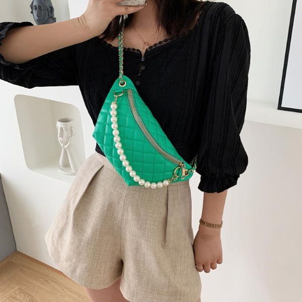 waist bags famale fashion pearl chain belt bag designer leather chest rhombus lady luxury crossbody for women fanny pack 
waist bags famale fashion pearl chain belt bag designer leather chest rhombus lady luxury crossbody for women fanny pack