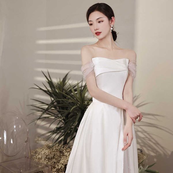 luxury evening dress french light wedding satin toast bride wedding white evening banquet one shoulder simple temperament travel pography, Black;gray
luxury evening dress french light wedding satin toast bride wedding white evening banquet one shoulder simple temperament travel pography, Black;gray