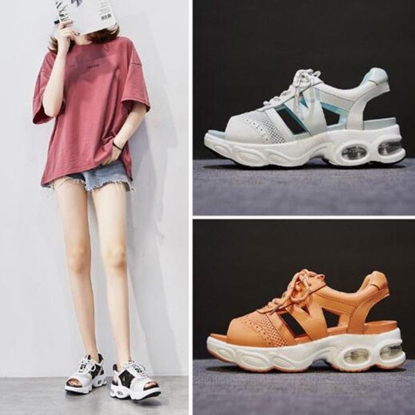 sandals female summer 2021 thick-soled wild sports student fish mouth air cushion hollow women's shoes, Black
sandals female summer 2021 thick-soled wild sports student fish mouth air cushion hollow women's shoes, Black