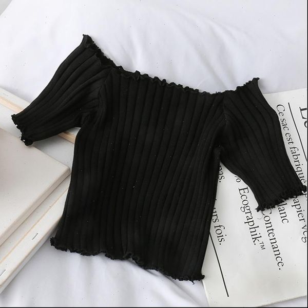 women t shirt off shoulder knitting crop women fashion solid short sleeve skinny t shirts women 2021 summer, White
women t shirt off shoulder knitting crop women fashion solid short sleeve skinny t shirts women 2021 summer, White