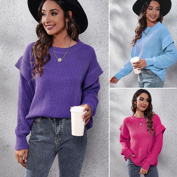 european american new women's knits & tees dropped shoulder matching long sleeve knitted sweater loose autumn winter clothing, White
european american new women's knits & tees dropped shoulder matching long sleeve knitted sweater loose autumn winter clothing, White