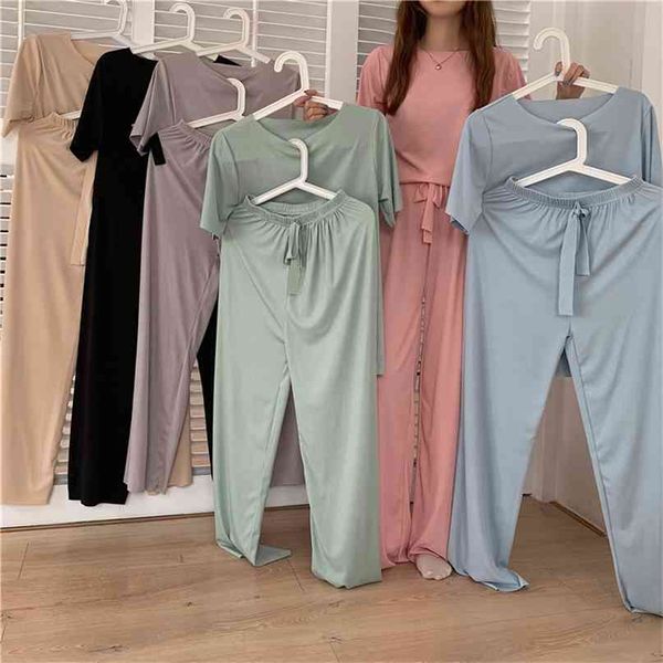 2 piece sets womens pajamas hom sleepwear outfits summer t shirt women tshirt pants wide leg womens trousers two piece set 210924, Black;red
2 piece sets womens pajamas hom sleepwear outfits summer t shirt women tshirt pants wide leg womens trousers two piece set 210924, Black;red