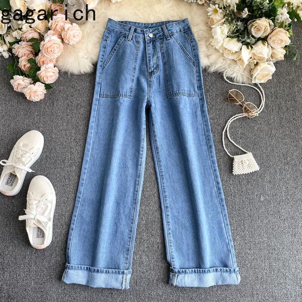 women's jeans gagarich women denim pants vintage female straight loose korean style large pocket high waist slim wide leg, Blue
women's jeans gagarich women denim pants vintage female straight loose korean style large pocket high waist slim wide leg, Blue