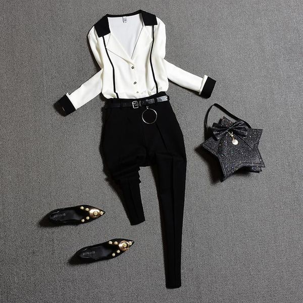 women's tracksuits 2021 ol clothing summer contrast color shirt blouse casual pants suit, 2 pieces suit set, Gray
women's tracksuits 2021 ol clothing summer contrast color shirt blouse casual pants suit, 2 pieces suit set, Gray