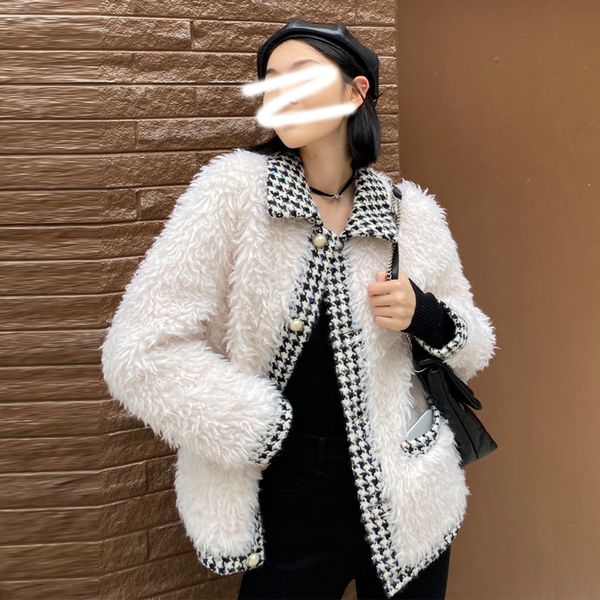 2021 new korean fashion autumn winter clothes thicking white teddy coat women houndstooth abrigos mujer invierno wfow, Black
2021 new korean fashion autumn winter clothes thicking white teddy coat women houndstooth abrigos mujer invierno wfow, Black