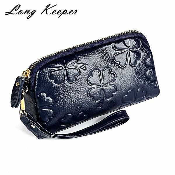 wallets fashion genuine leather women long purse flower embossing female zipper wallet money clips woman cards, Red;black 
wallets fashion genuine leather women long purse flower embossing female zipper wallet money clips woman cards, Red;black