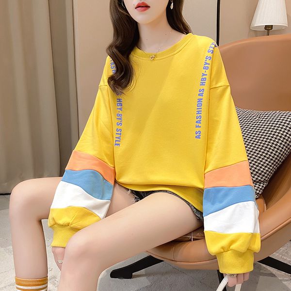 autumn 2021 color blocking printing thin round neck pullover women's coat female student, Black
autumn 2021 color blocking printing thin round neck pullover women's coat female student, Black