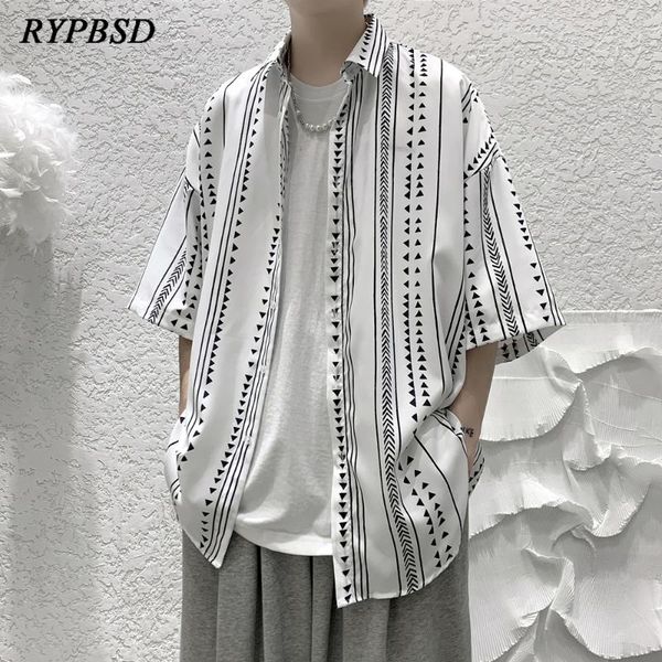 

men's casual shirts shirt men kimono summer streetwear vintage clothes oversized short sleeve printed beach hawaiian harajuku fashion, White;black