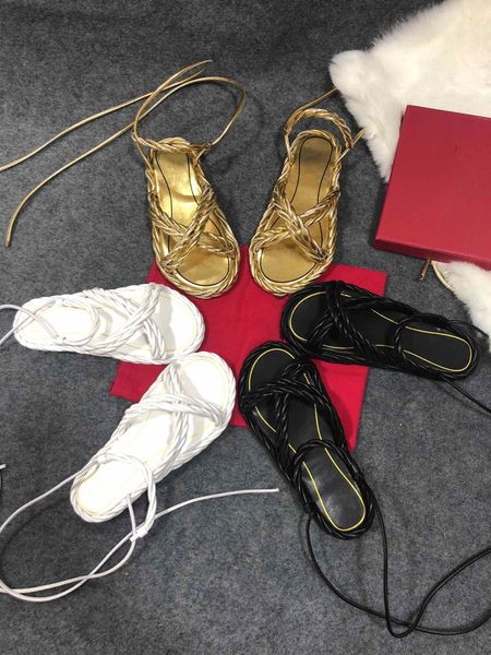 2021 latest new leather rope woven sandals summer women's cross-tie flat sandals black white gold comfortable slippers beach
2021 latest new leather rope woven sandals summer women's cross-tie flat sandals black white gold comfortable slippers beach