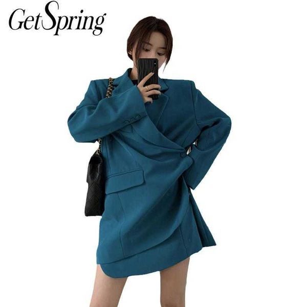 getspring women blazer black khaki long oversize blazers and jackets vintage casual irregular suit coats 210601, White;black
getspring women blazer black khaki long oversize blazers and jackets vintage casual irregular suit coats 210601, White;black