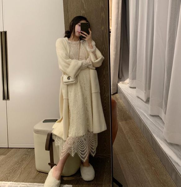 women's wool & blends 2021 autumn and winter imitation fashion cardigan women loose long elegant over the knee ladies sweater coat, Black
women's wool & blends 2021 autumn and winter imitation fashion cardigan women loose long elegant over the knee ladies sweater coat, Black