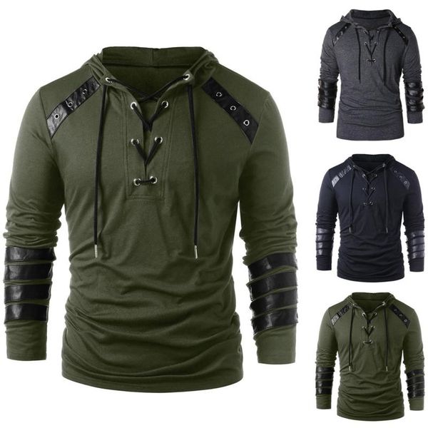 men's hoodies & sweatshirts men winter drawstring vintage leather patchwork long sleeve hooded retro chest strap adjustment top, Black
men's hoodies & sweatshirts men winter drawstring vintage leather patchwork long sleeve hooded retro chest strap adjustment top, Black