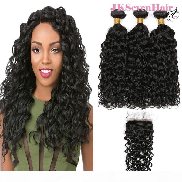 10a grade water wave indian remy hair bundles 3pcs with 4x4inch lace closure brazilian peruvian malaysian human hair wefts with closure, Black
10a grade water wave indian remy hair bundles 3pcs with 4x4inch lace closure brazilian peruvian malaysian human hair wefts with closure, Black