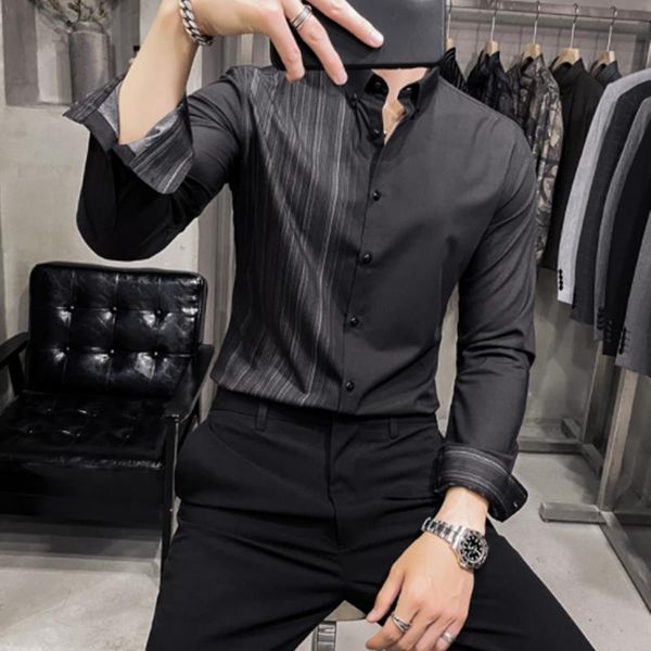 men's casual shirts winter thickened plush personalized half stripe shirt korea slim fit solid color lapel long sleeve business, White;black
men's casual shirts winter thickened plush personalized half stripe shirt korea slim fit solid color lapel long sleeve business, White;black