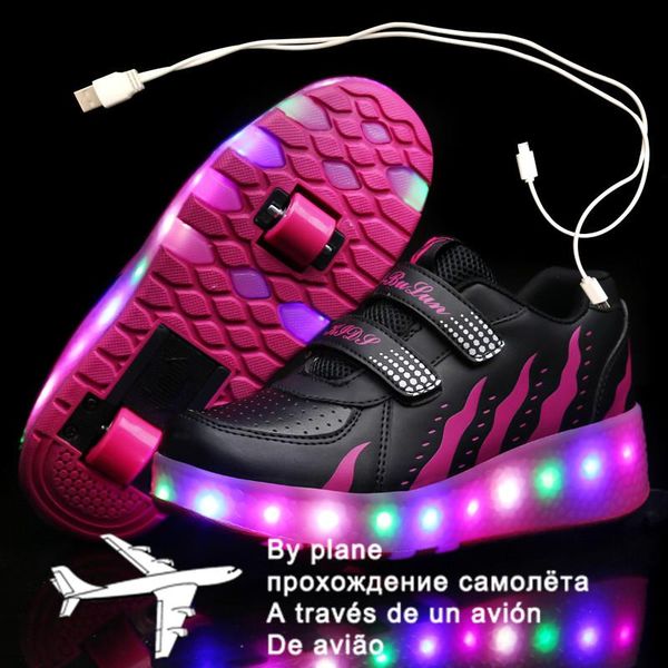 athletic & outdoor children two wheels luminous glowing sneakers black pink led light roller skate shoes kids boys girls usb charging 43
athletic & outdoor children two wheels luminous glowing sneakers black pink led light roller skate shoes kids boys girls usb charging 43