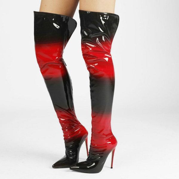 boots ladies patent leather gradient color thigh autumn winter fashion zipper super high heel large size women shoes, Black
boots ladies patent leather gradient color thigh autumn winter fashion zipper super high heel large size women shoes, Black