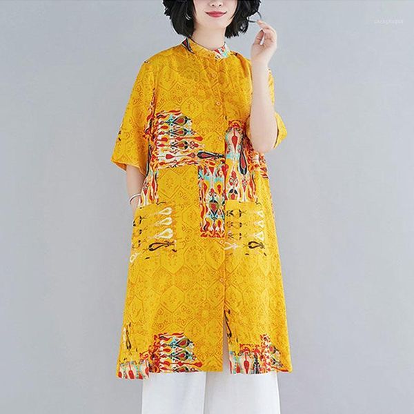 short-sleeved blouse and summer ethnic style women's artistic printed stand collar loose cotton linen long shirt r487 blouses & shirts, White
short-sleeved blouse and summer ethnic style women's artistic printed stand collar loose cotton linen long shirt r487 blouses & shirts, White
