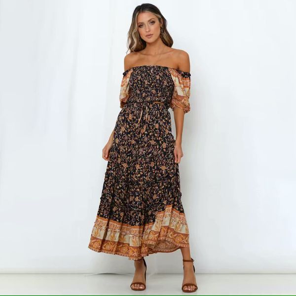 2021 new boho vintage floral print women 2 piece spring midriff baring elastic loose skirt retro chic beach vacation set tmlr, Black
2021 new boho vintage floral print women 2 piece spring midriff baring elastic loose skirt retro chic beach vacation set tmlr, Black