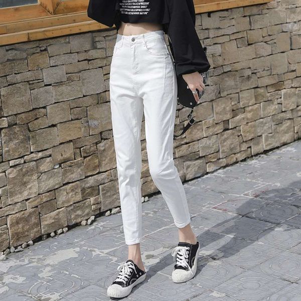 white women's pants spring and summer high waist thin elastic loose nine point radish, Blue
white women's pants spring and summer high waist thin elastic loose nine point radish, Blue