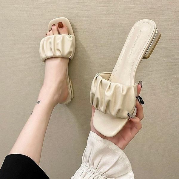 slippers all-match low-heeled women's 2021 summer casual women pleated open-toe fashion sandals and, Black
slippers all-match low-heeled women's 2021 summer casual women pleated open-toe fashion sandals and, Black