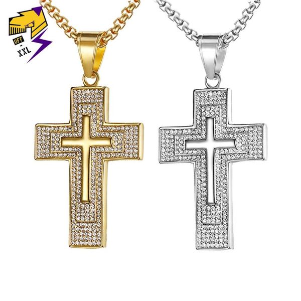 pendant necklaces hiphop out big cross for men gold color full bling crystal 316l stainless steel hip hop jewelry, Silver
pendant necklaces hiphop out big cross for men gold color full bling crystal 316l stainless steel hip hop jewelry, Silver