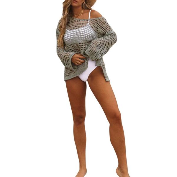 women's swimwear hirigin hollow out bikini cover ups long sleeve off shoulder see through crochet beach swiming, White;black
women's swimwear hirigin hollow out bikini cover ups long sleeve off shoulder see through crochet beach swiming, White;black
