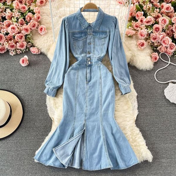 casual dresses women's autumn 2021 temperament fashion backless denim mid-length fishtail dress female jeans clothing, Black;gray
casual dresses women's autumn 2021 temperament fashion backless denim mid-length fishtail dress female jeans clothing, Black;gray