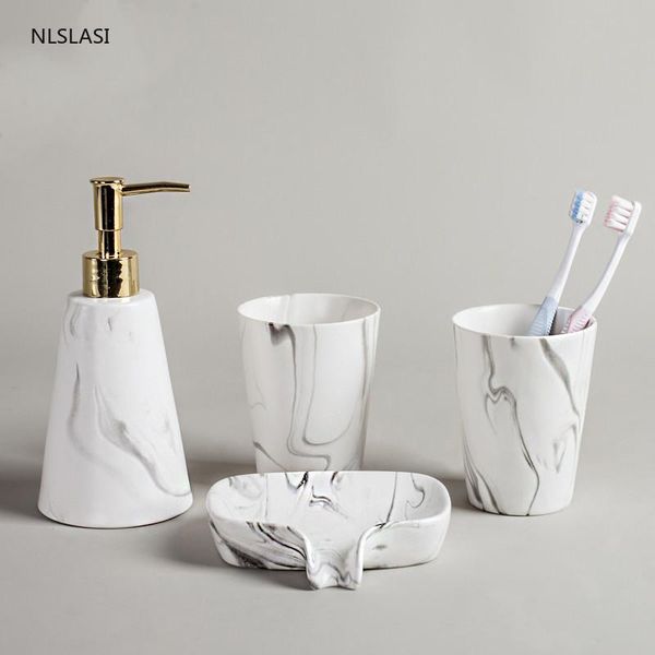 four-piece suit marble ceramics bathroom accessories set soap dispenser toothbrush holder gargle cup soap dish bath products
four-piece suit marble ceramics bathroom accessories set soap dispenser toothbrush holder gargle cup soap dish bath products