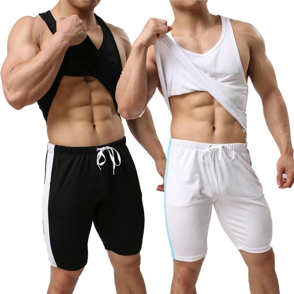 mens sets cotton sleeveless tank + casual shorts undershirts loose jogging pants pantaloneta hombre sleepwear summer suits, White;black
mens sets cotton sleeveless tank + casual shorts undershirts loose jogging pants pantaloneta hombre sleepwear summer suits, White;black