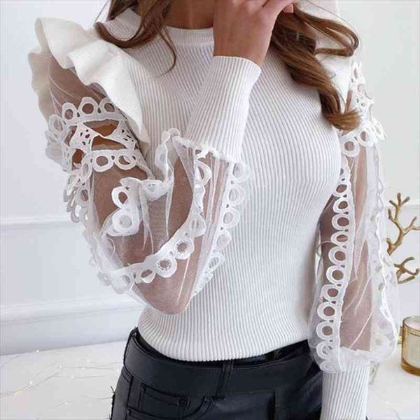 hollowing out mesh patchwork womens sweater o-neck ruffles shoulder floral long sleeve casual female wear fashion spring, White;black
hollowing out mesh patchwork womens sweater o-neck ruffles shoulder floral long sleeve casual female wear fashion spring, White;black