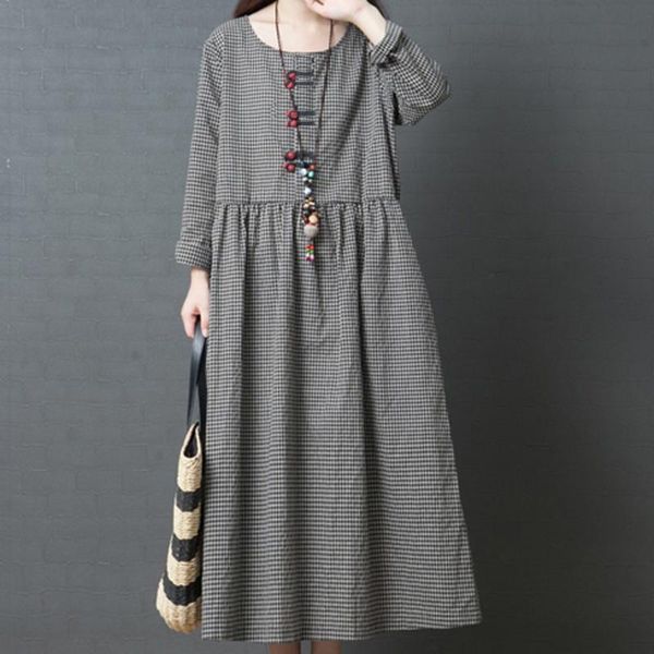 casual dresses women long dress big code girl japanese style linen fashion loose sleeve checked vestido mujer #g3, Black;gray
casual dresses women long dress big code girl japanese style linen fashion loose sleeve checked vestido mujer #g3, Black;gray