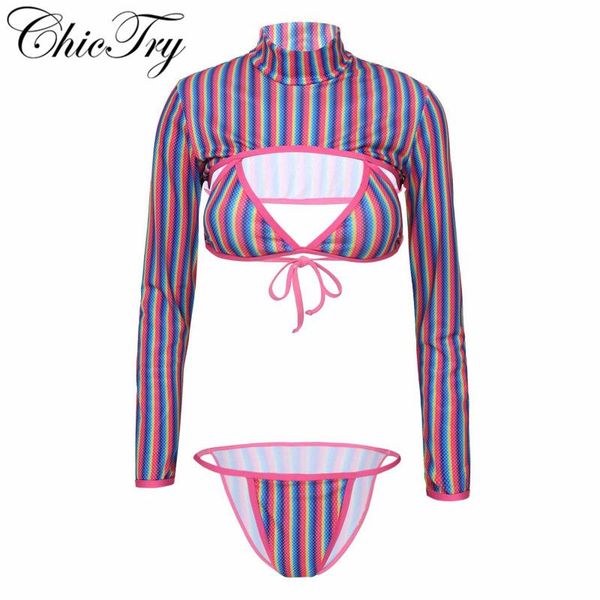 women rainbow stripe print swimsuit bikini set bikini set tie string bra high cut triangle with crop and briefs
women rainbow stripe print swimsuit bikini set bikini set tie string bra high cut triangle with crop and briefs