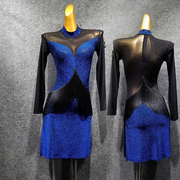 charming latin dance dress lady blue dress fringe skirt see-through back for performance rumba salsa long sleeve dress 1448, Black;red
charming latin dance dress lady blue dress fringe skirt see-through back for performance rumba salsa long sleeve dress 1448, Black;red